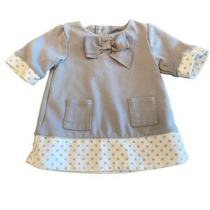 Jillian’s Closet Gray Dress Polka Dot Trim Infant Size 6-9 Months